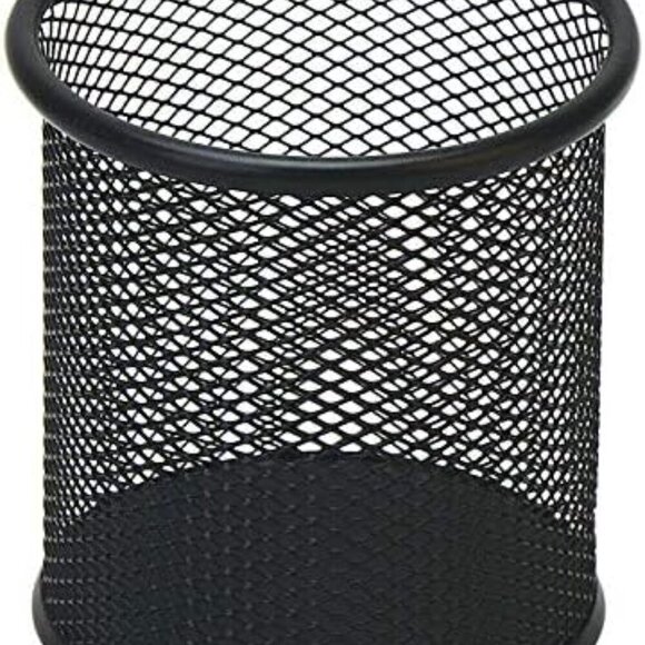 Black Pen Holder Cup for Desk, Black Wire Mesh Pencil Cup Holder for Desk Office - Picture 1 of 7